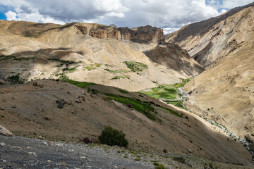 View of the oasis of Lingshed on the trans-Zanskar trek, Ladakh, India