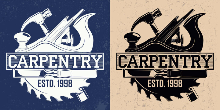 Vintage woodworking emblem or logo design