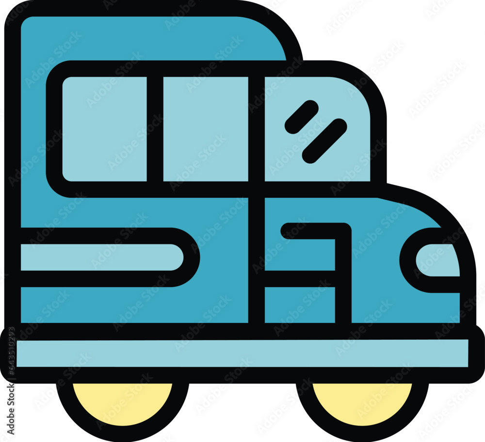Wall mural school bus icon outline vector. child study. safety return color flat - Wall murals