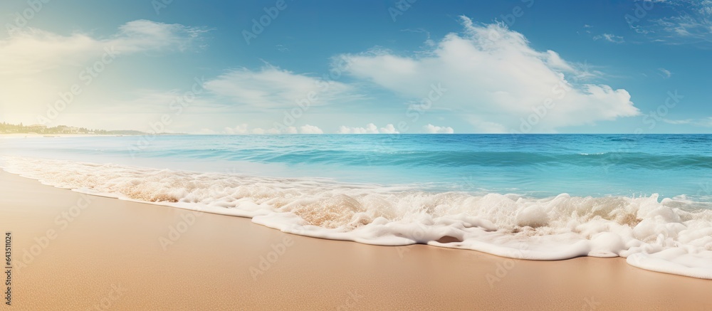 Poster sunny beach with wave and empty space in the background