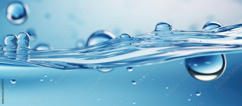Aufkleber blue background with close up view of air bubbles water ripples and waves conveying water liquid and