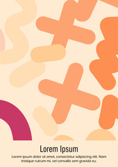 Abstract Minimal Vector Background in Trendy Doodle Style.   Vibrant Graphic Print with Dynamic Lines and Geometric Shapes.  Set of Vivid Poster 80s - 90s Design for Landing Page, Cover, Brochure.