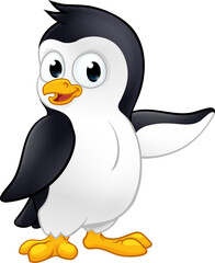 A penguin bird cute happy cartoon wildlife mascot character