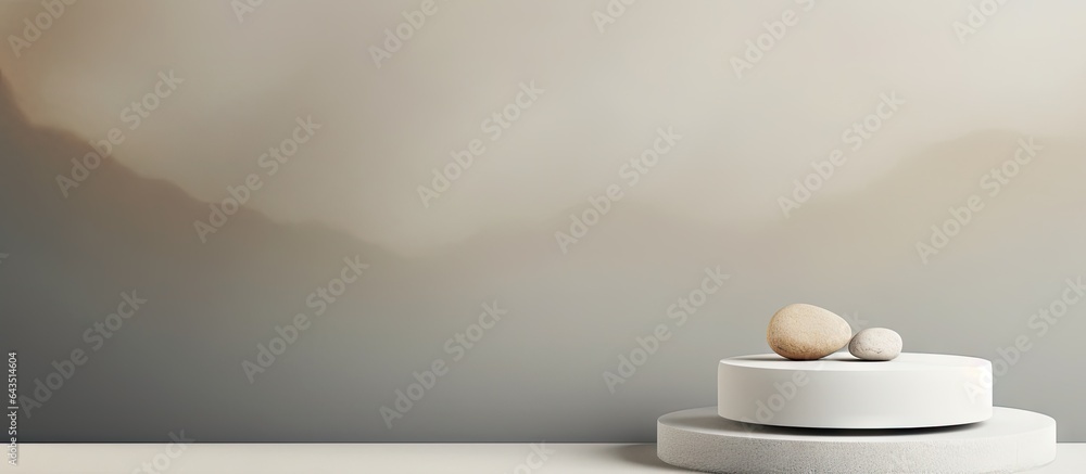 Aufkleber White stones on gray background with empty display scene