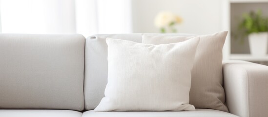 Close up of decorative pillow on sofa in home design concept