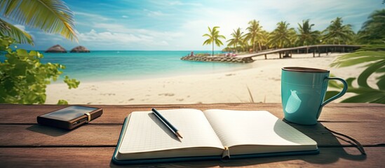 Summer beach vacation concept written in a diary