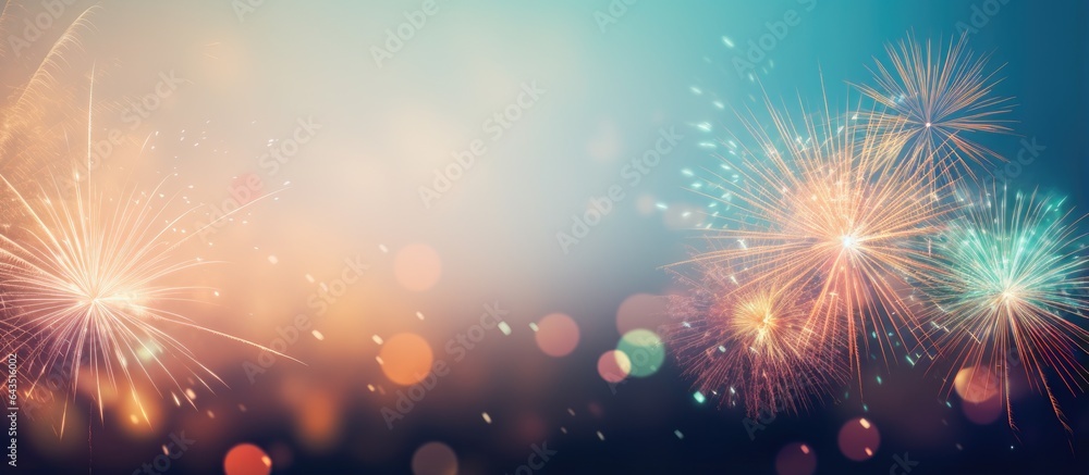 Poster Abstract background with empty space and New Year s fireworks