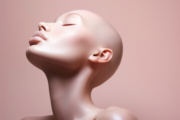 An avant-garde portrait of an elegant woman in a creative pastel setting. The juxtaposition of creativity and unique beauty is palpable in this stunning artwork.