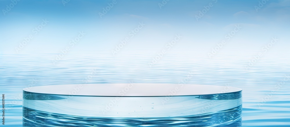 Poster cosmetic mockup on calm water with sunlight and abstract background perfect for product presentation