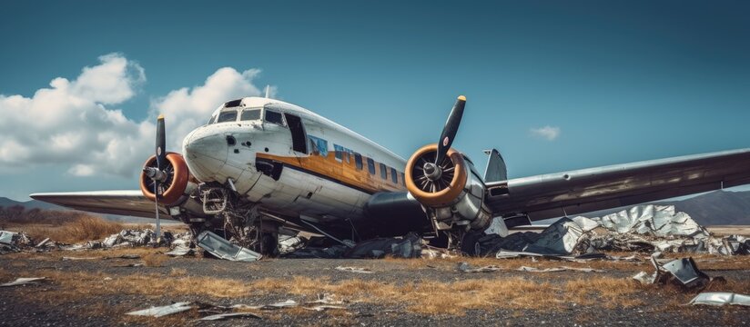 A disabled aircraft is on the floor