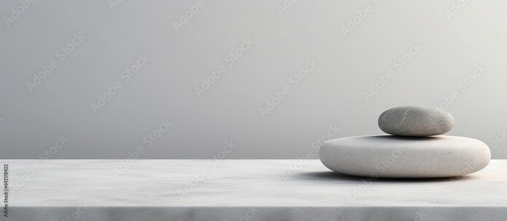 Poster White stones on gray background with empty display scene