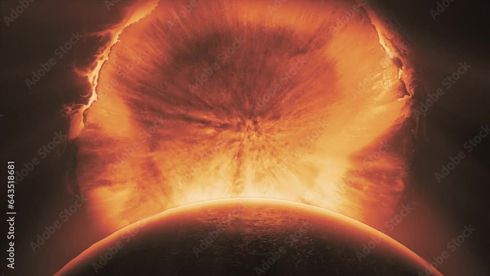Poster beautiful planet nebula eclipse from orbit - animation