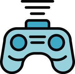 Wireless joystick icon outline vector. Online game. Pc console color flat