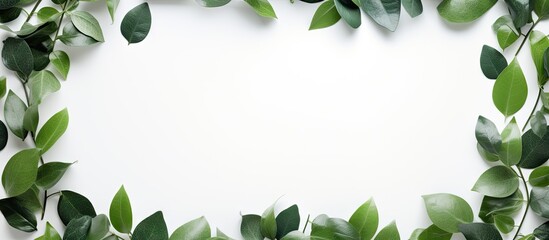 Nature and botanics banner with framed leaves and empty space