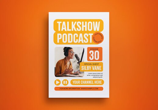 White Flat Talkshow Podcast Flyer Layout
