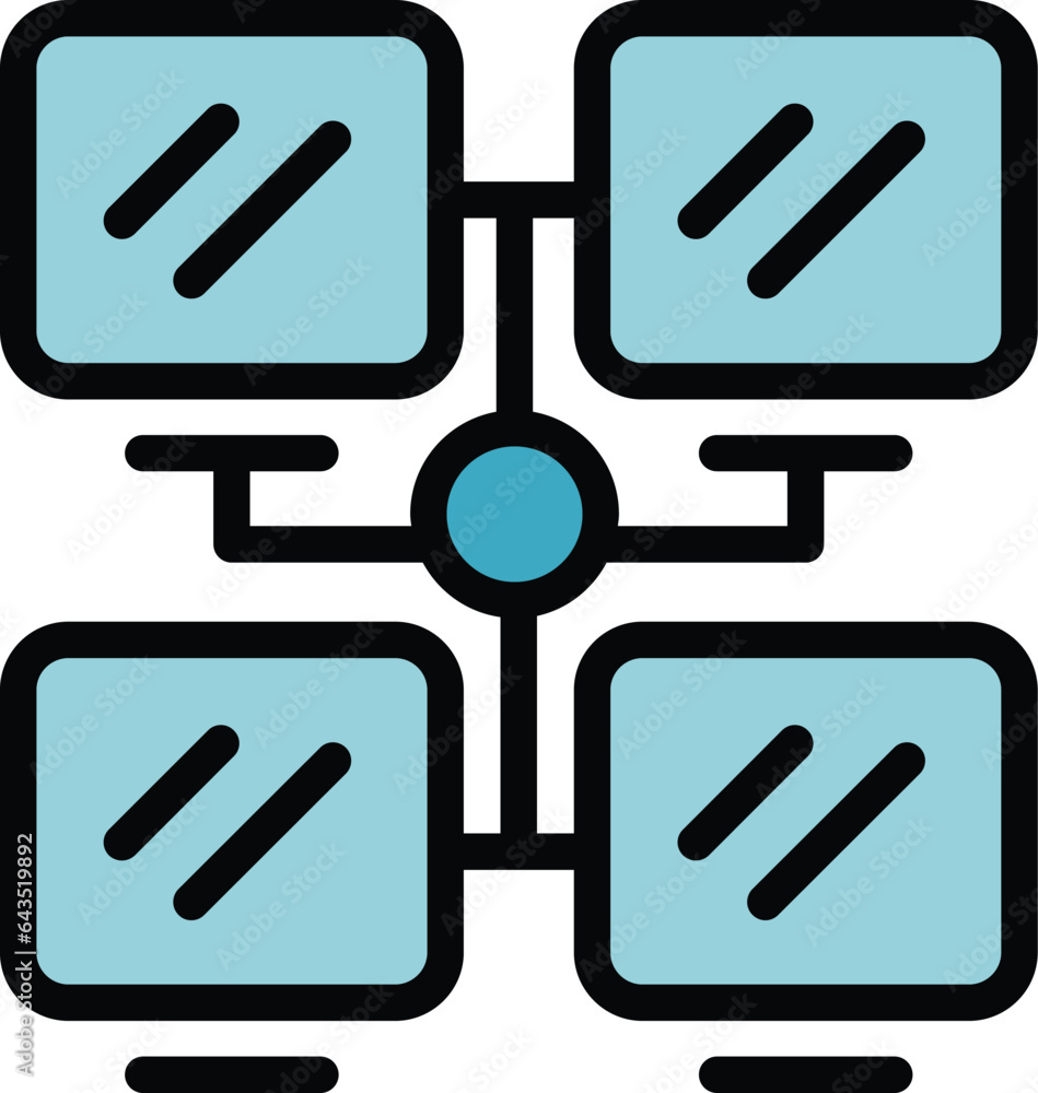 Poster gamer network icon outline vector. digital device. control app color flat