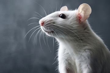 Cute Rat On Gray Background . Сoncept Pet Rats, Animal Photography, Gray Color Palettes, Adorable Animals