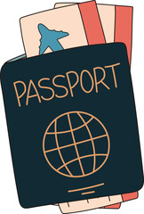 Passport Travel Identity Document Airline Ticket Boarding Pass Illustration Graphic Element Art Card