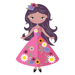Beautiful girl vector cartoon illustration