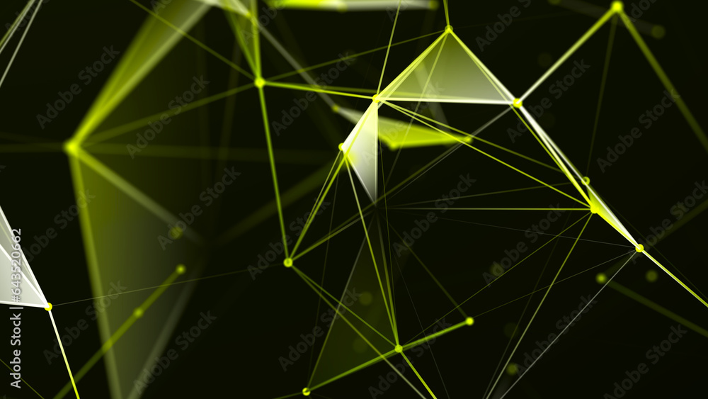 Poster abstract polygonal space with dots and lines. connection science background. triangular business wal