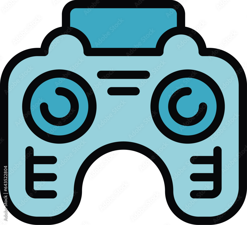 Poster game joystick icon outline vector. online game. controller app color flat