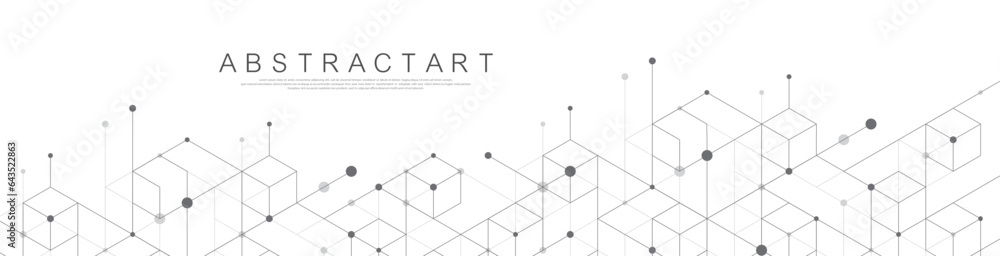 Wall mural modern technology vector illustration with square grid. technology banner template cubes texture. di
