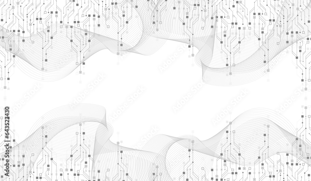 Fototapete Quantum technologies concept. Deep learning artificial intelligence. Circuit board texture background design. Big data algorithms visualization. Neural networks. Vector illustration.