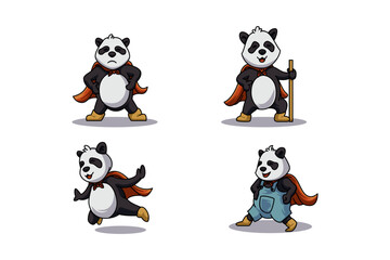 Little Panda vector illustration in cartoon style. 