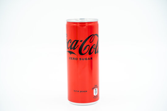 Coca Cola Zero tin can isolated on white background. Ankara, Turkey - September 1, 2023.