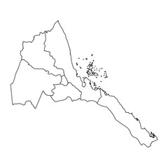 Eritrea map with administrative divisions. Vector illustration.