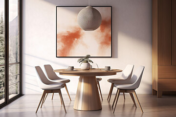 Nordic Chic Scandinavian Style Interior Design Adorns a Modern Dining Room with Timeless Elegance. created with Generative AI