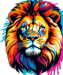 Obraz premium Colorful Lion Head Pop Art Portrait Illustration