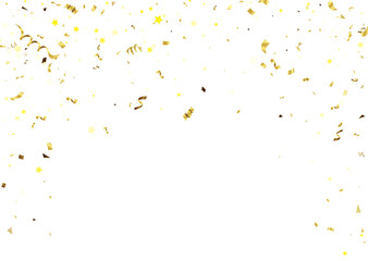 Gold confetti isolated on white background. Festive decoration. Vector illustration