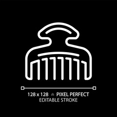 2D pixel perfect editable hair comb white icon, isolated vector, haircare thin line simple illustration.