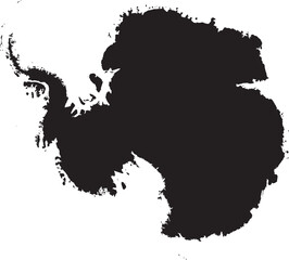 BLACK CMYK color detailed flat stencil map of the continent of ANTARCTICA (SOUTH POLE) on transparent background © Momcilo