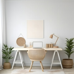 Mockup poster frame on the wall of living room. Luxurious apartment background with contemporary design