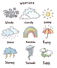 cute carton weather elements