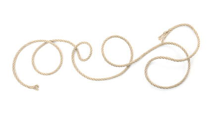 Hemp rope isolated on white, top view