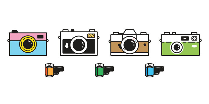 film camera icon vector photographer photography cartoon character doodle logo symbol tattoo stamp illustration design isolated
