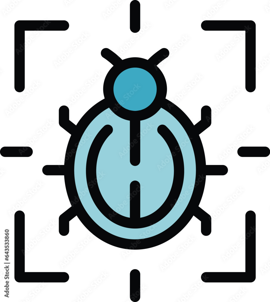 Poster bug control icon outline vector. smart data. digital farm color flat