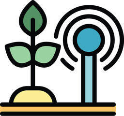 Plant food control icon outline vector. Digital future. System sensor color flat