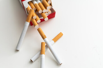 A close up image of a packet of cigarettes.Isolated