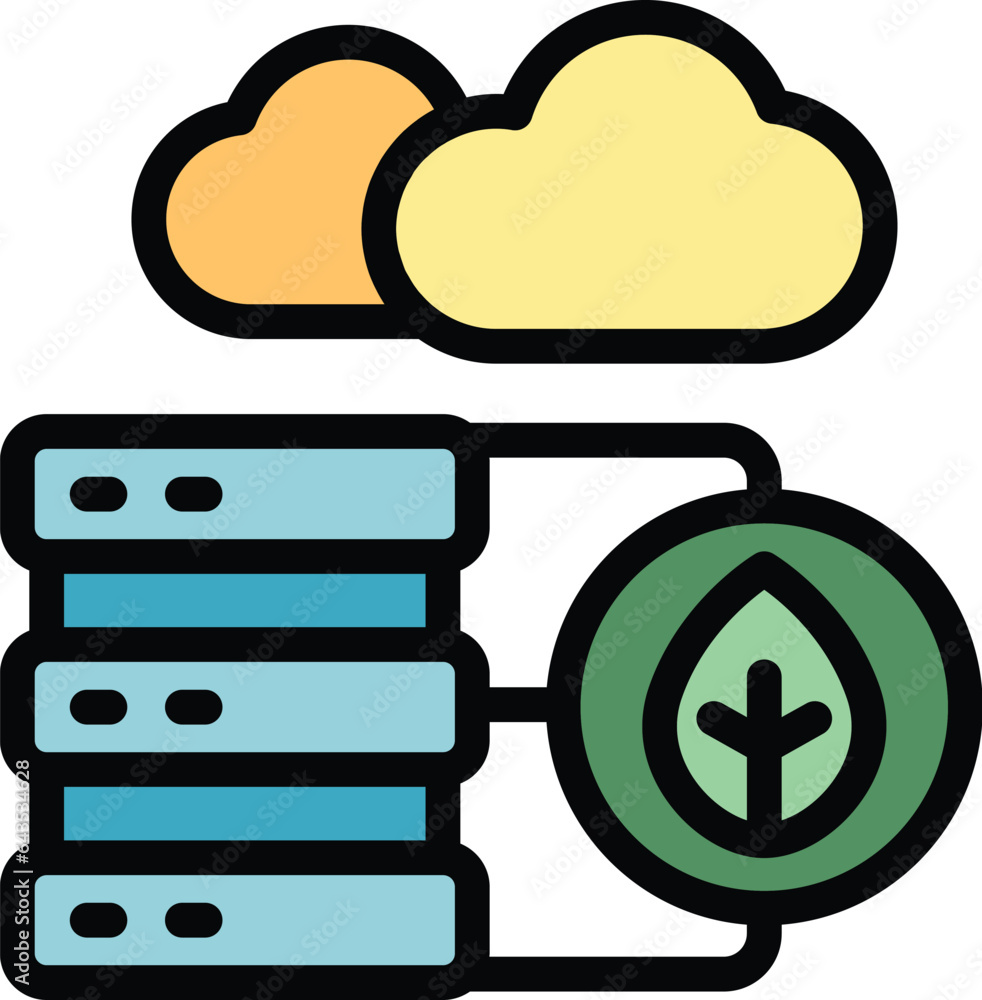 Poster server data control icon outline vector. farm future. app smart color flat