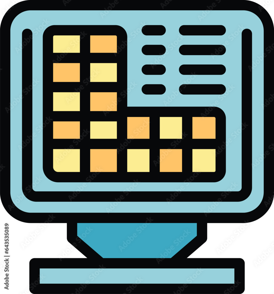 Poster smart app icon outline vector. innovation system. data food color flat