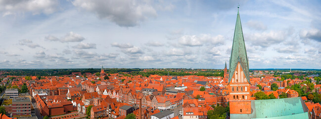 Panorama von der Stadt Lüneburg von oben