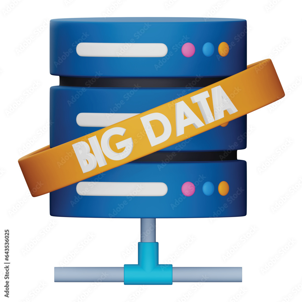 Poster big data server 3d rendering isometric icon.