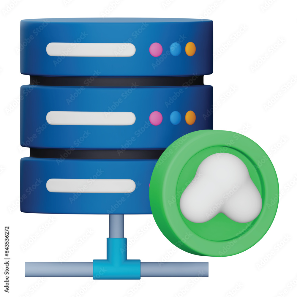 Poster cloud database 3d rendering isometric icon.