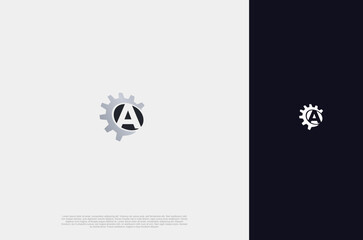 Initial A and Gear Logo design template industry company logo. letter A and gear combination 