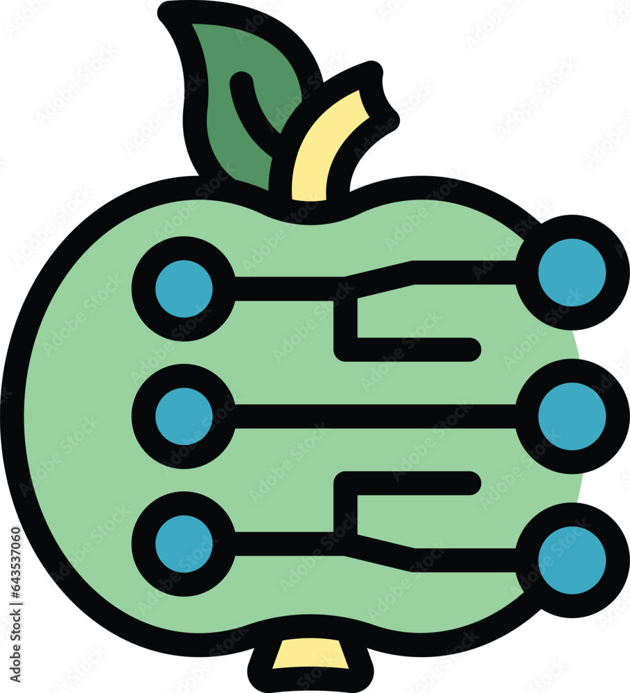 Poster apple data control icon outline vector. digital drone. sensor plant color flat