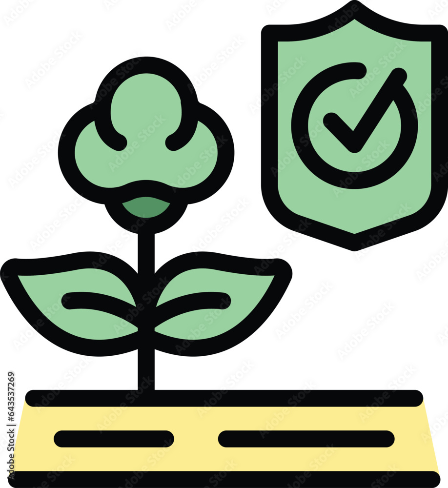 Poster cotton plant control icon outline vector. digital future. sensor data color flat